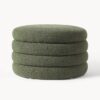 Puf decorativo verde con almacenamiento pequeño