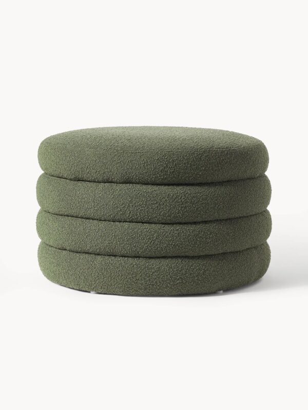 Puf decorativo verde con almacenamiento pequeño